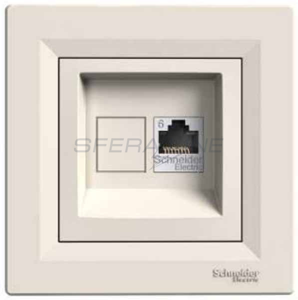 Розетка комп'ютерна, RJ45, кат.6, UTP, кремовий, Asfora